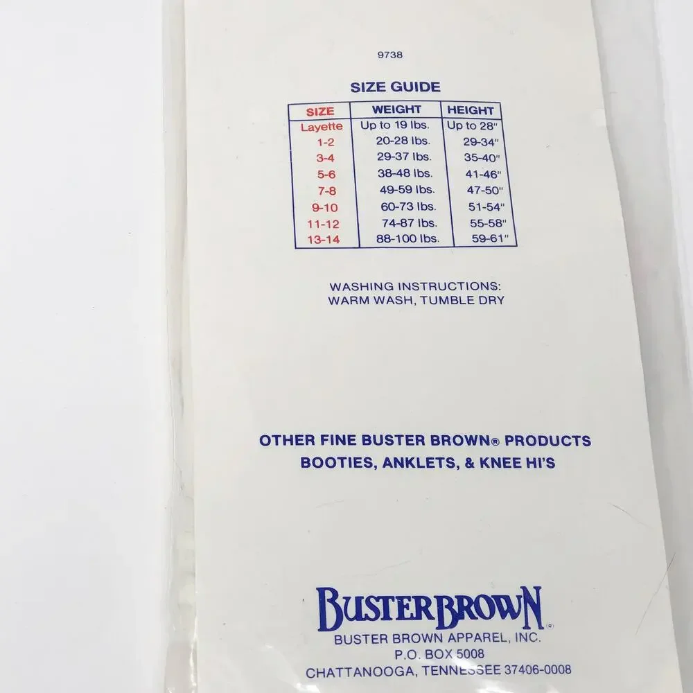 Vintage Deadstock 2 Buster Brown Girls Tights White Size 1-2 USA